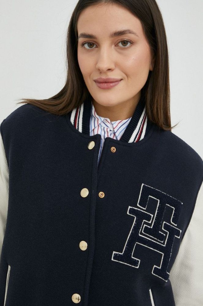 Вовняна куртка Tommy Hilfiger колір синій перехідна (2885345) фото 4