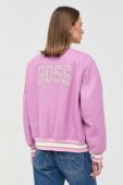 Вовняна куртка-бомбер BOSS колір рожевий перехідна