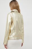 Шкіряна куртка BOSS жіноча колір золотий перехідна oversize