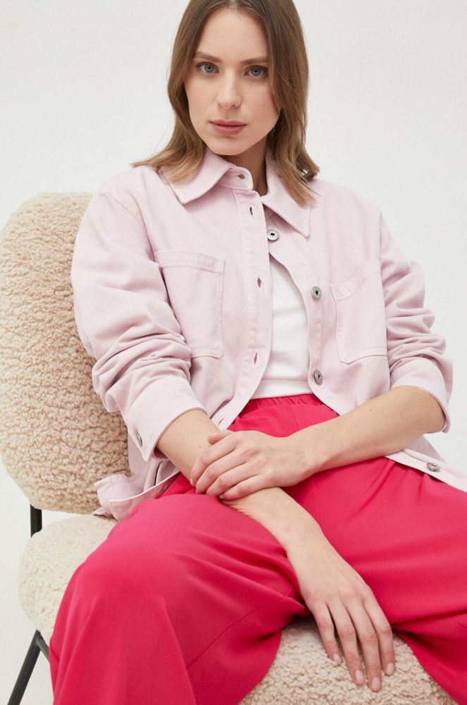 Джинсова куртка Weekend Max Mara жіноча колір рожевий перехідна