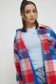 Пальто Tommy Jeans жіночий перехідна oversize колір барвистий