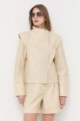 Шкіряна куртка Notes du Nord жіноча колір бежевий перехідна