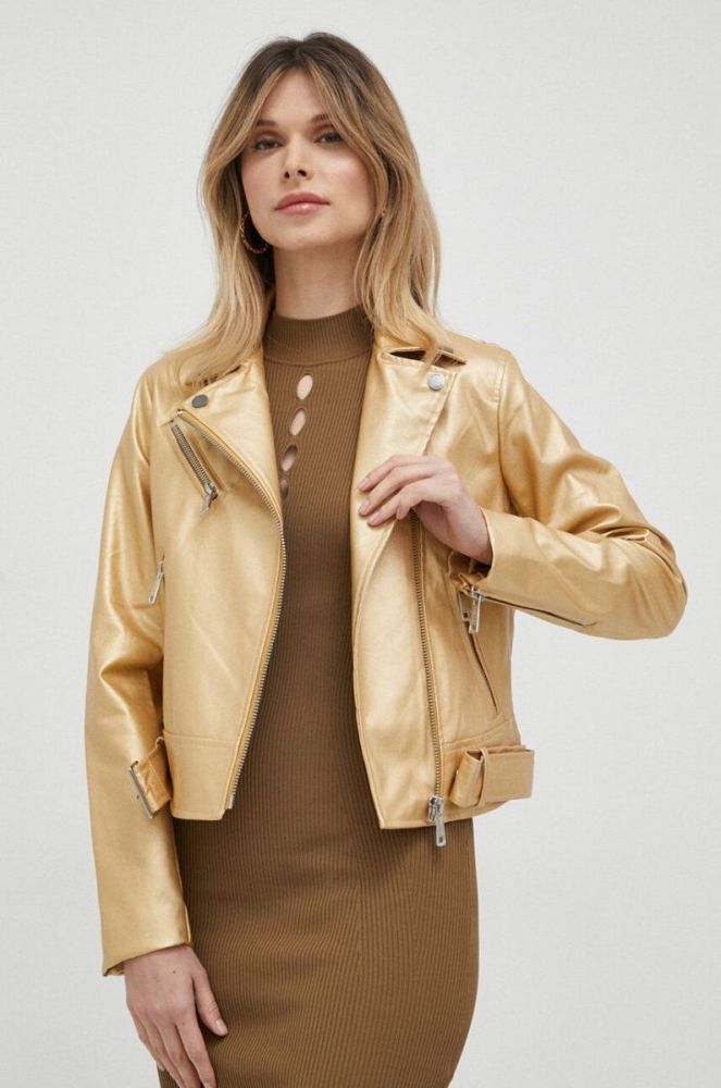 Куртка Guess жіноча колір золотий перехідна фото 4