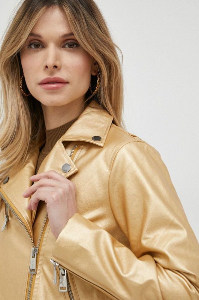 Куртка Guess жіноча колір золотий перехідна фото 5
