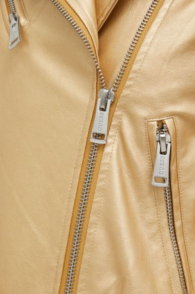 Куртка Guess жіноча колір золотий перехідна фото 6