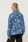 Джинсова куртка Guess жіноча перехідна oversize колір блакитний