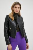 Шкіряна куртка Patrizia Pepe жіноча колір чорний перехідна