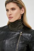 Шкіряна куртка Patrizia Pepe жіноча колір чорний перехідна