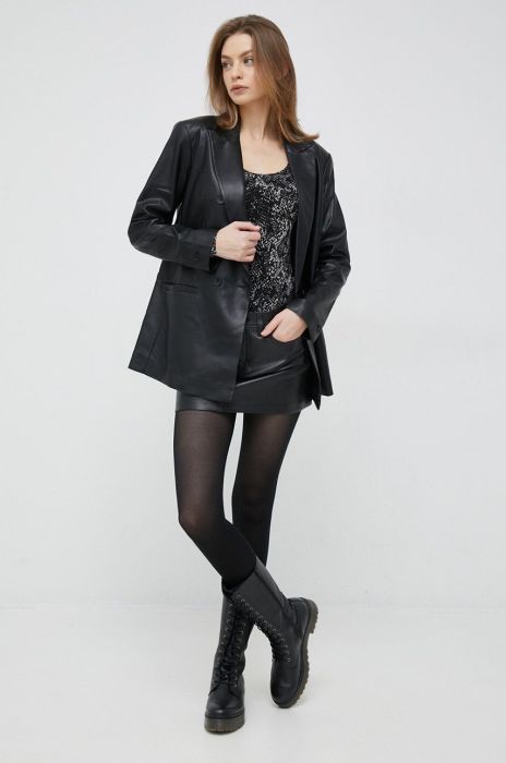 Піджак Dkny колір чорний двобортний однотонна (2873992)