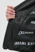 Шкіряна куртка Armani Exchange жіноча колір чорний перехідна