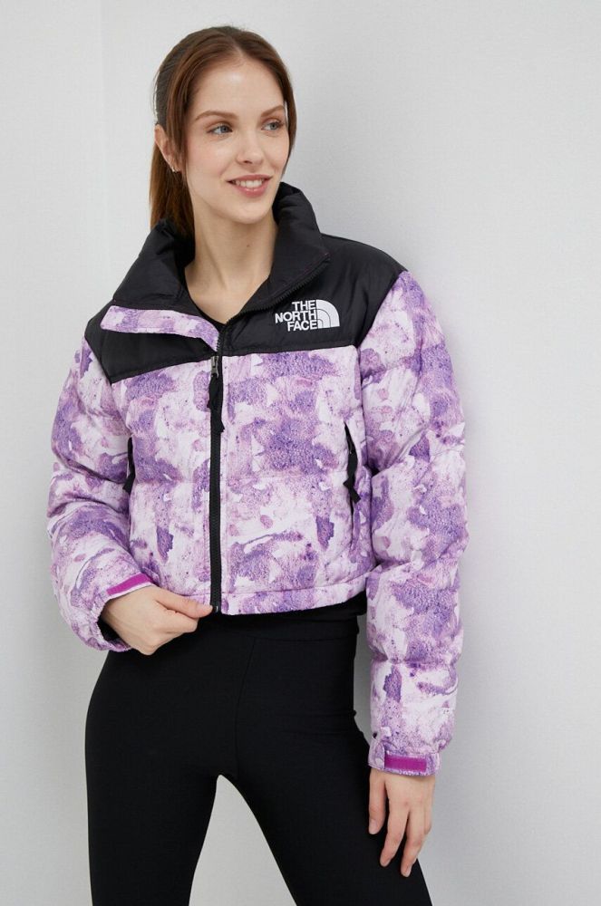 Пухова куртка The North Face NUPTSE SHORT JACKET жіноча колір фіолетовий зимова