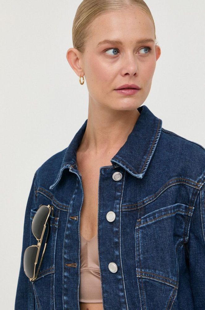 Джинсова куртка Trussardi жіноча колір синій перехідна фото 4