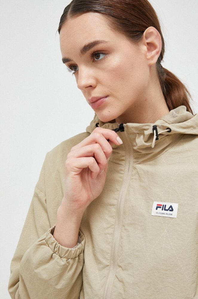 Куртка Fila жіноча колір бежевий перехідна oversize