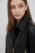 Шкіряна куртка Emporio Armani жіноча колір чорний перехідна (3136859)