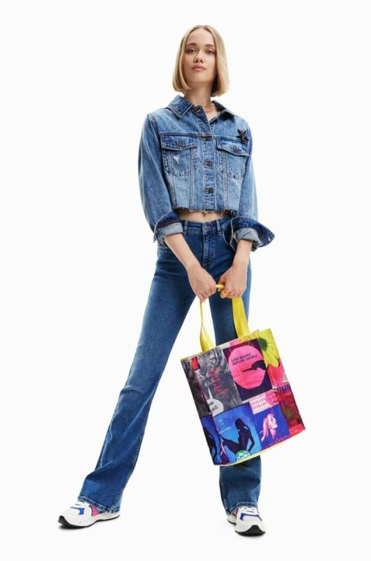 Дитяча джинсова куртка Desigual жіноча перехідна колір блакитний фото 2