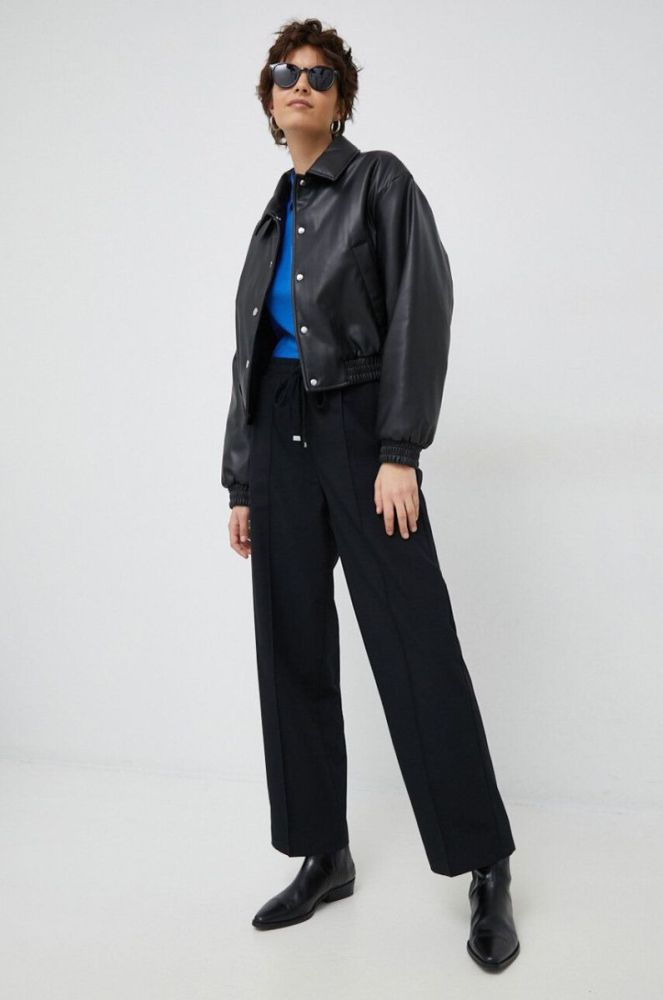 Куртка United Colors of Benetton жіноча колір чорний перехідна oversize (3070167) фото 2