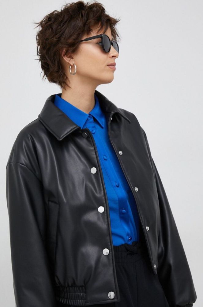 Куртка United Colors of Benetton жіноча колір чорний перехідна oversize (3070167) фото 4