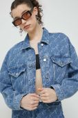 Джинсова куртка HUGO жіноча перехідна oversize колір блакитний (3044500)