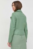 Шкіряна куртка BOSS жіноча колір зелений перехідна (3140093)