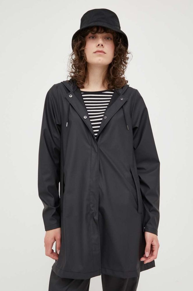 Протидощова куртка Rains 18050 A-line W Jacket жіноча колір чорний перехідна 18050.01-01Black