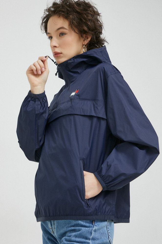 Куртка Tommy Jeans жіноча колір синій перехідна oversize