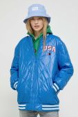 Куртка-бомбер Tommy Jeans жіночий перехідна колір блакитний