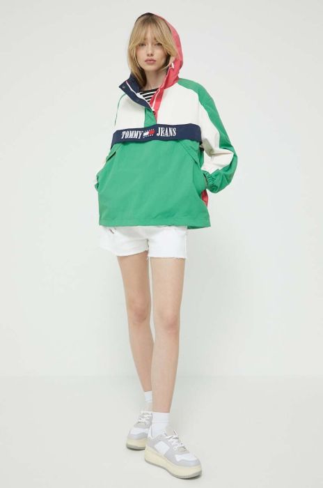 Куртка Tommy Jeans жіноча колір зелений перехідна oversize (3158896)