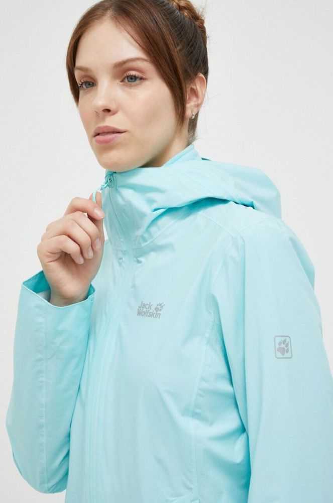 Куртка outdoor Jack Wolfskin Pack & Go Shell колір бірюзовий фото 4