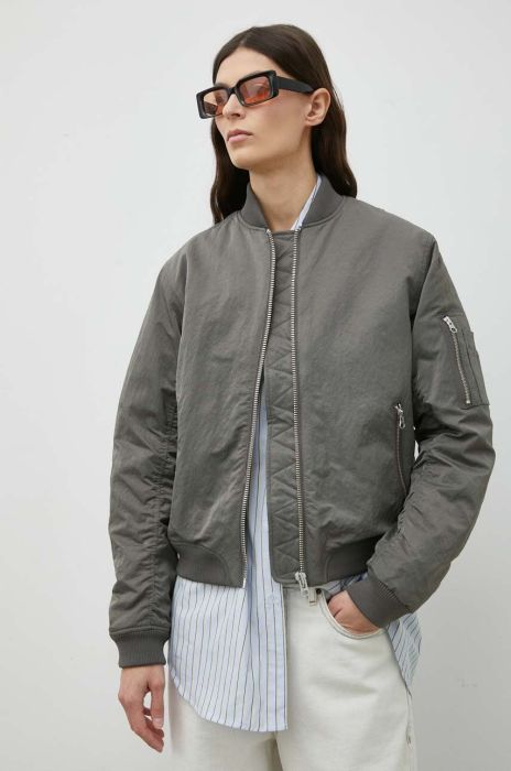 Куртка-бомбер Samsoe Samsoe Mae жіночий колір сірий зимова