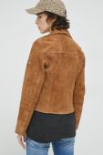 Замшева куртка Superdry жіноча колір коричневий перехідна