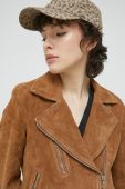 Замшева куртка Superdry жіноча колір коричневий перехідна