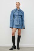 Шкіряна куртка Remain жіноча перехідна oversize колір блакитний