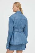 Шкіряна куртка Remain жіноча перехідна oversize колір блакитний