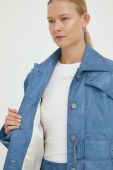Шкіряна куртка Remain жіноча перехідна oversize колір блакитний