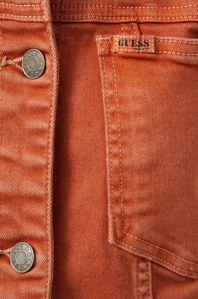 Джинсова куртка Guess Originals жіноча колір помаранчевий перехідна фото 6