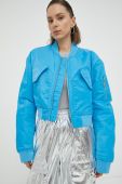 Куртка-бомбер Gestuz жіночий перехідна колір блакитний
