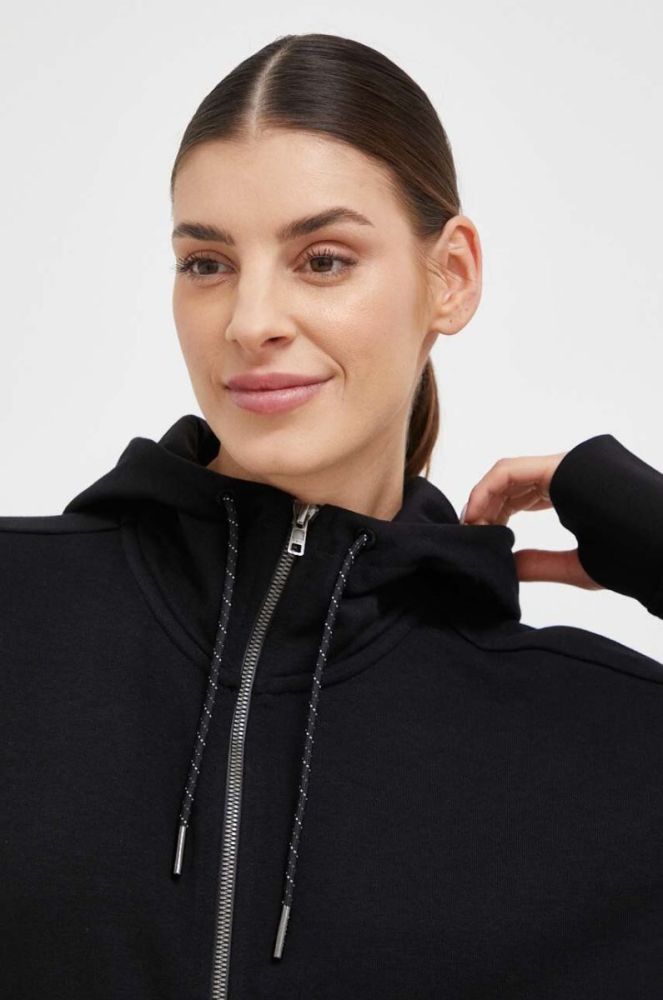 Кофта Mammut ML Hooded жіноча колір чорний з капюшоном однотонна фото 4