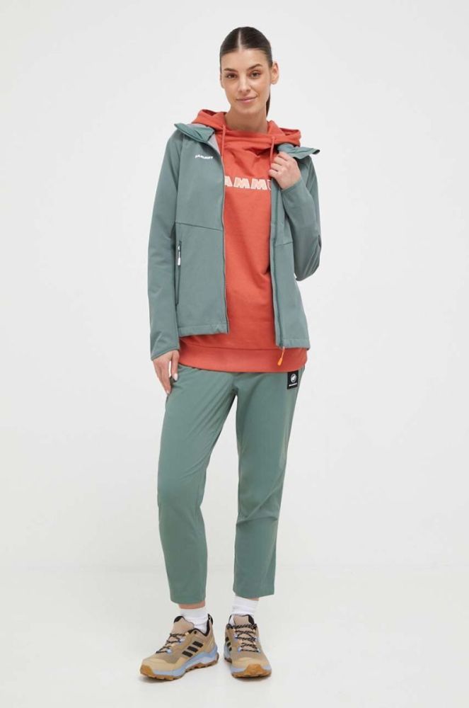 Кофта Mammut ML Hoody Logo жіноча колір рожевий з капюшоном з аплікацією фото 2