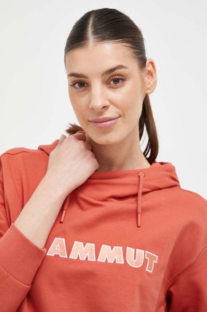 Кофта Mammut ML Hoody Logo жіноча колір рожевий з капюшоном з аплікацією фото 4