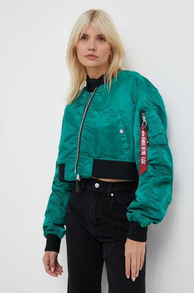 Куртка Alpha Industries MA-1 BOXY WMN жіноча колір зелений перехідна