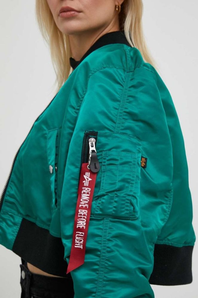 Куртка Alpha Industries MA-1 BOXY WMN жіноча колір зелений перехідна фото 5