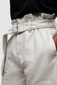 Шкіряні шорти AllSaints жіночі колір білий однотонні висока посадка
