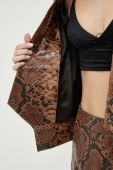 Шкіряна куртка Gestuz Rivera жіноча колір коричневий перехідна oversize