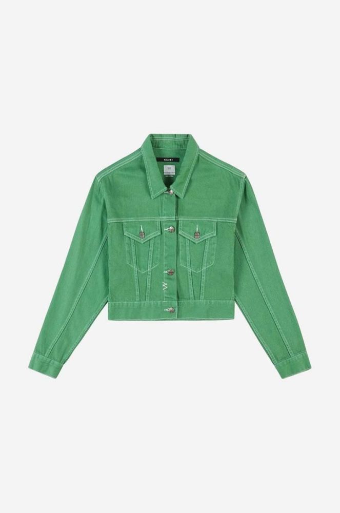 Джинсова куртка KSUBI Cropped жіноча колір зелений перехідна oversize WPS23JK004-green фото 3