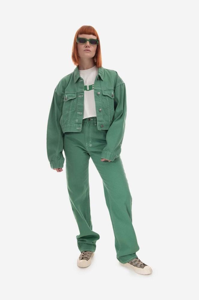 Джинсова куртка KSUBI Cropped жіноча колір зелений перехідна oversize WPS23JK004-green фото 5