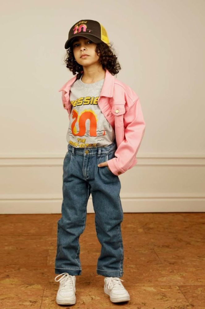Бавовняна джинсова куртка Mini Rodini колір рожевий фото 6