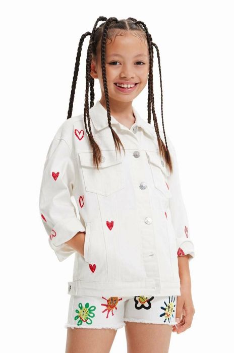 Дитяча джинсова куртка Desigual колір білий