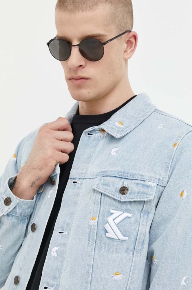 Джинсова куртка Karl Kani чоловіча перехідна колір блакитний фото 4