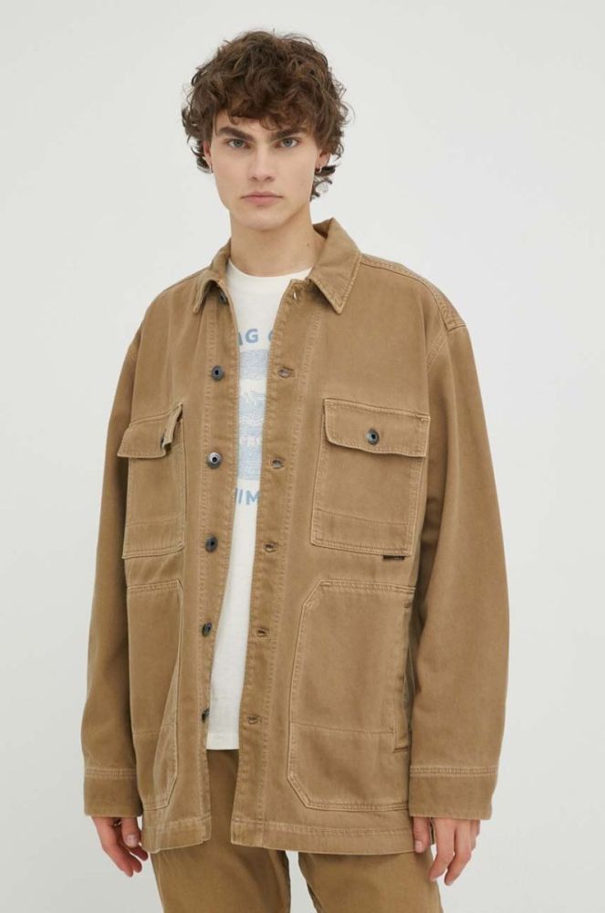 Джинсова куртка G-Star Raw чоловіча колір коричневий перехідна фото 4