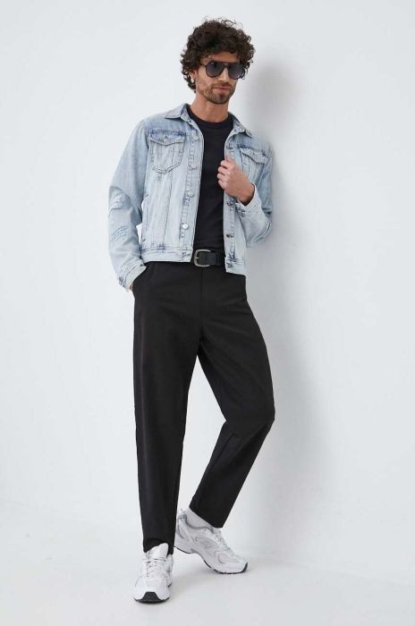 Джинсова куртка Armani Exchange чоловіча перехідна колір блакитний